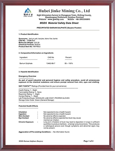 MSDS - Precipitated Barium Sulfate